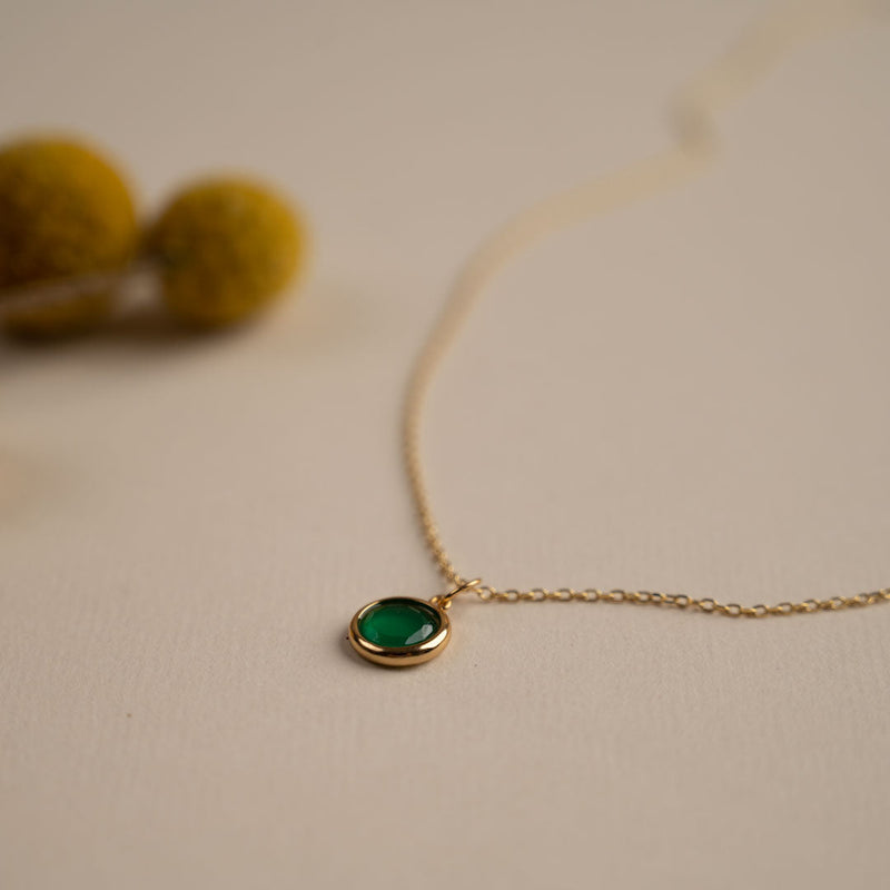AVA GREEN AGATE GOLDEN NECKLACE
