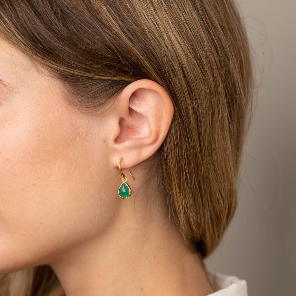 LULU GREEN AGATE GOLDEN EARRING – Sisi Copenhagen