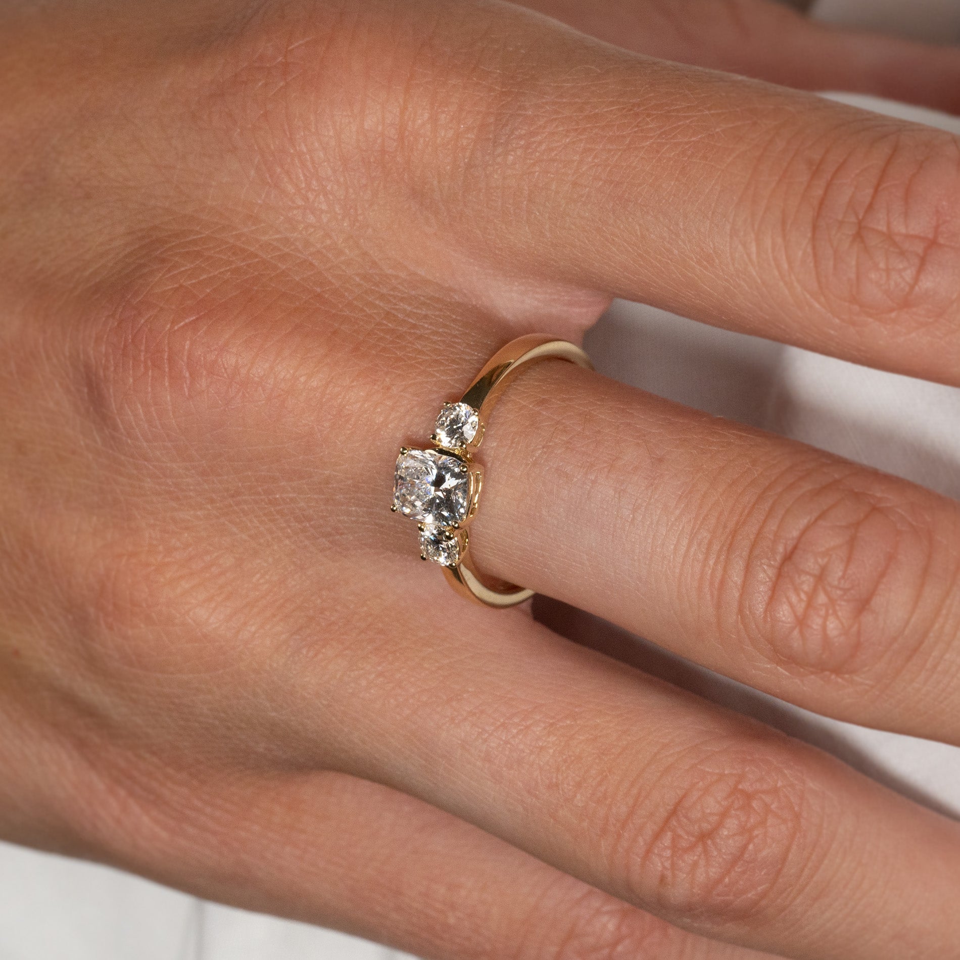 Cushion Cut 15 Ct Diamond THREE-STONE RECTANGULAR CUSHION-CUT