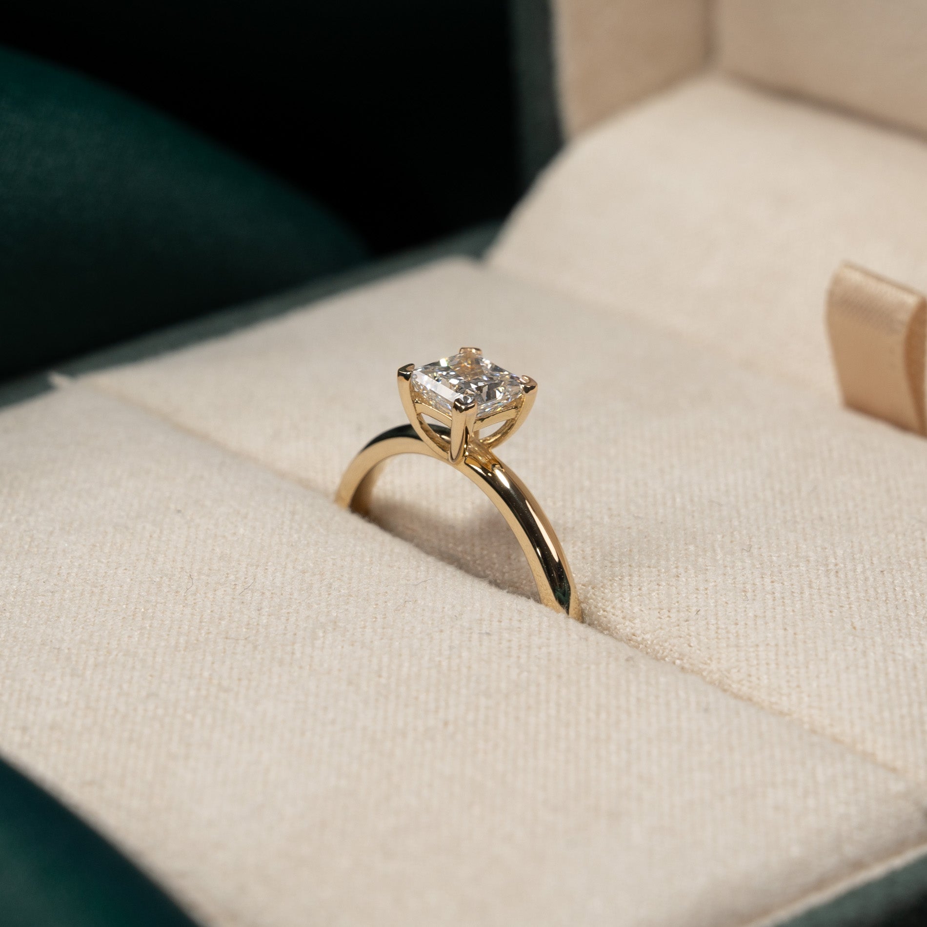 SOLITAIRE PRINCESS-CUT DIAMOND RING YG